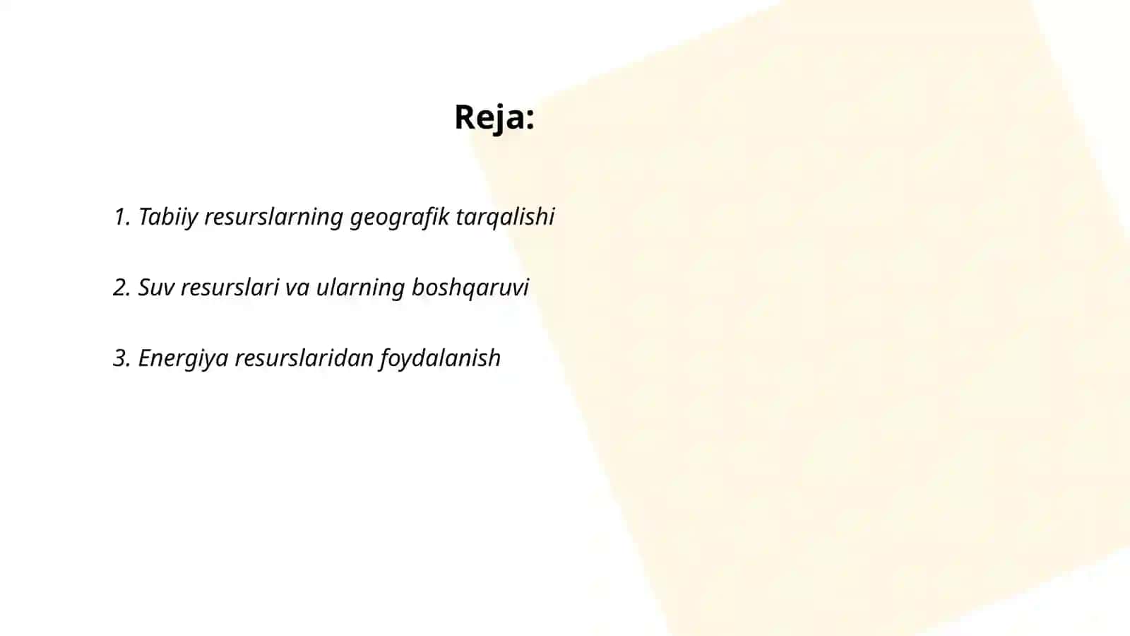 Tabiiy resurslarning tarqalishi va ulardan foydalanish masalari 2