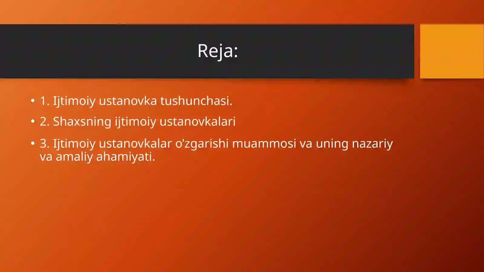 Ijtimoiy ustanovkalarni o’zgartirish muammosi 2