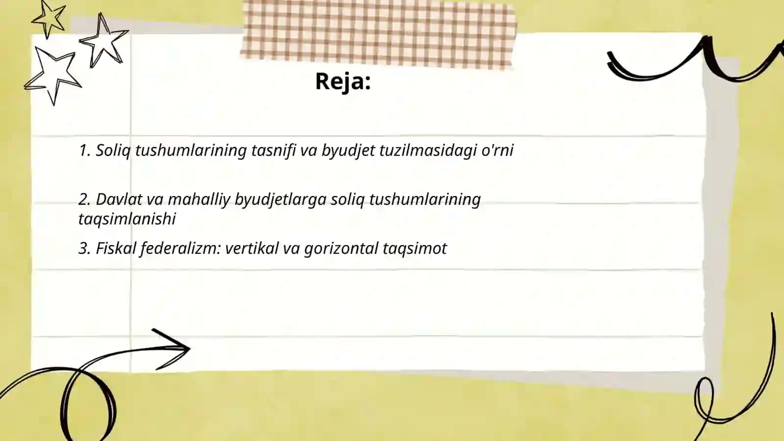Soliq tushumlarini taqsimlash va byudjet tuzilmasidagi o'rni 2