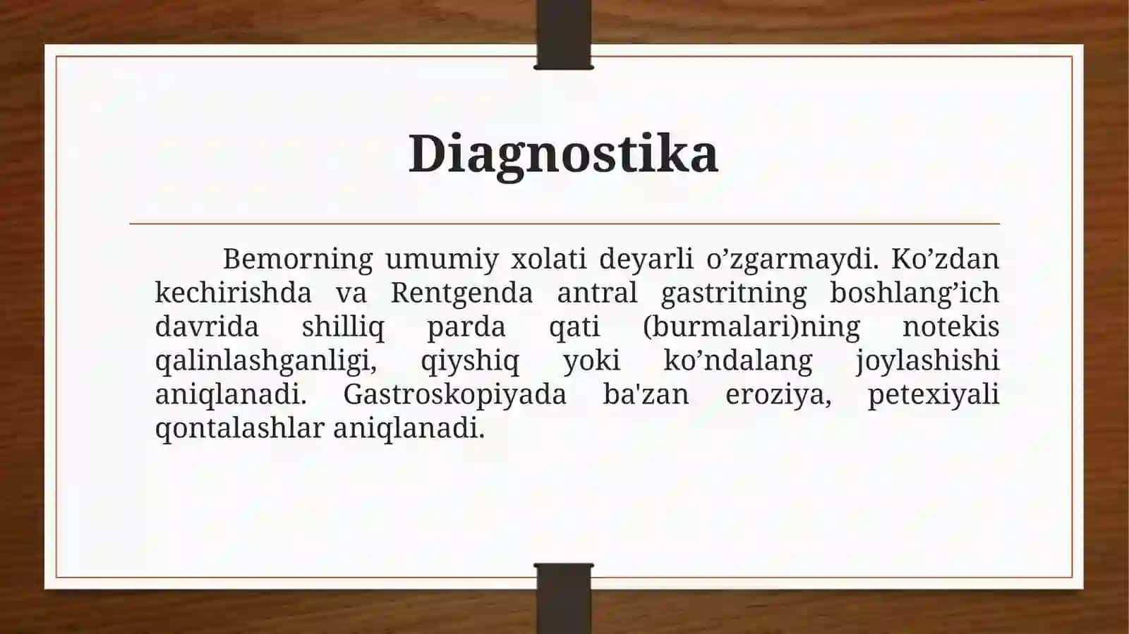 O’tkir vasurun kalikgastrit tekshirish usullari 2