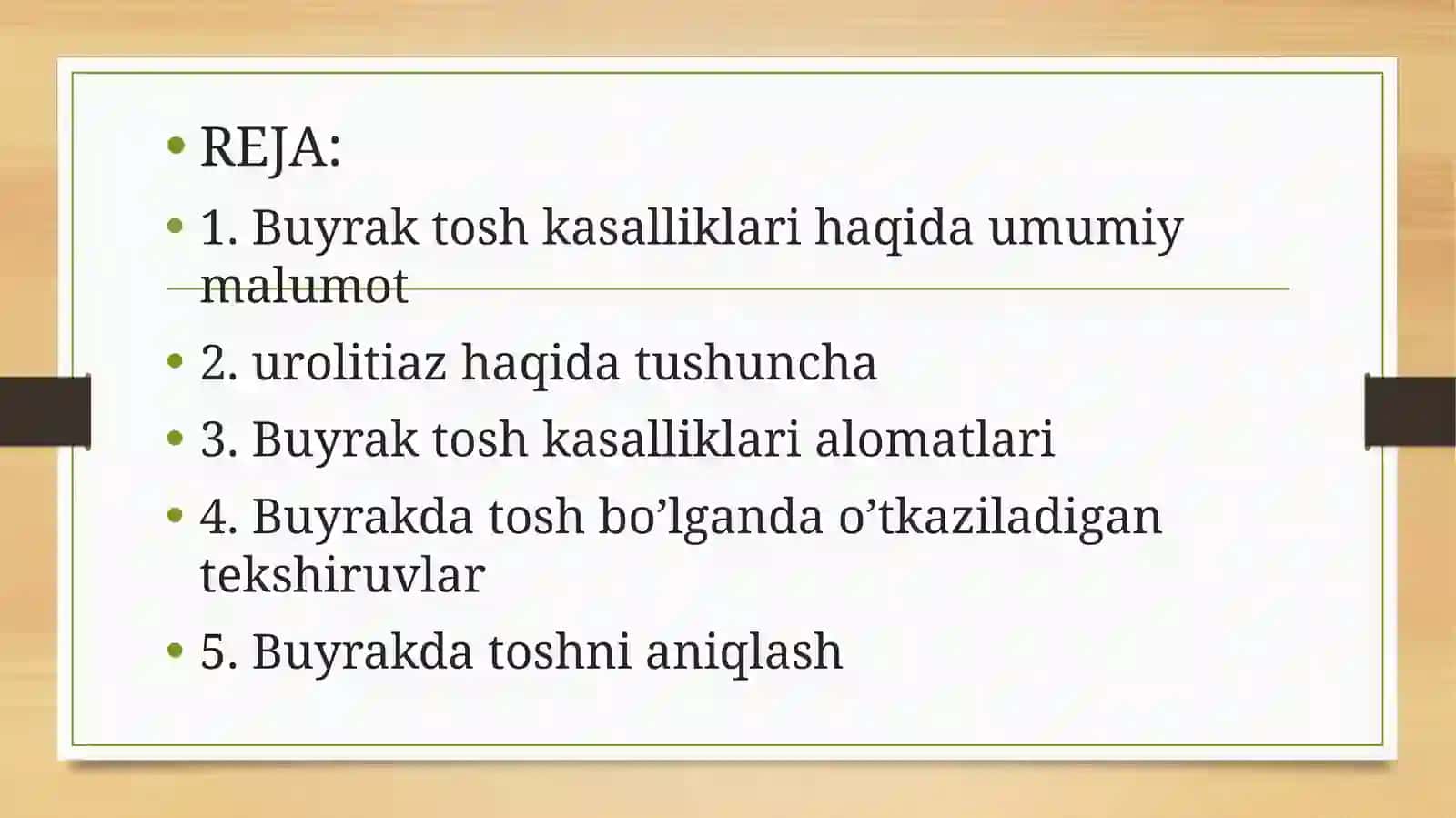 Buyraklarda tosh hosil bo’lishini oldini olishning biokimyoviy asoslari 2