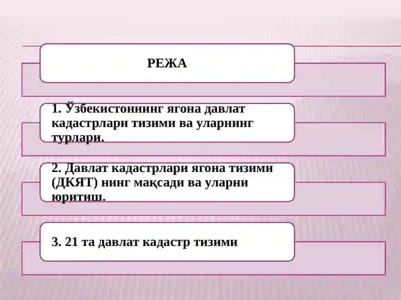 Ўзбекистон Республикаси бир бутун давлат кадастри тизими 2