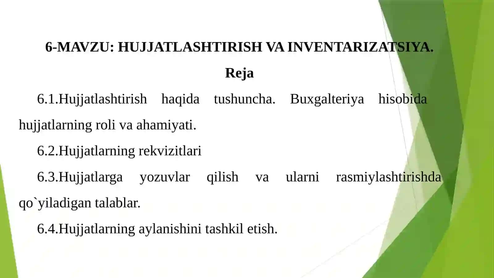 HUJJATLASHTIRISH VA INVENTARIZATSIYA 2