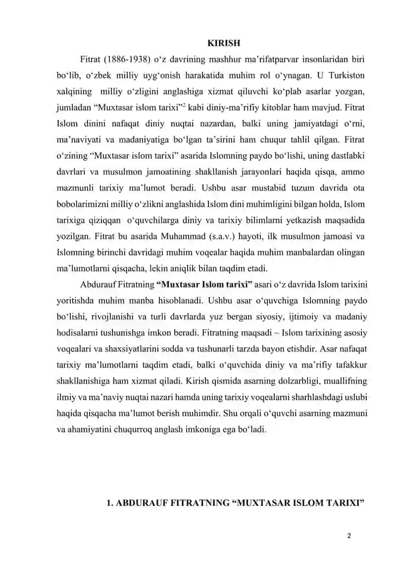 Abdurauf Fitratning Muxtasar Islom tarixi risolasi 2