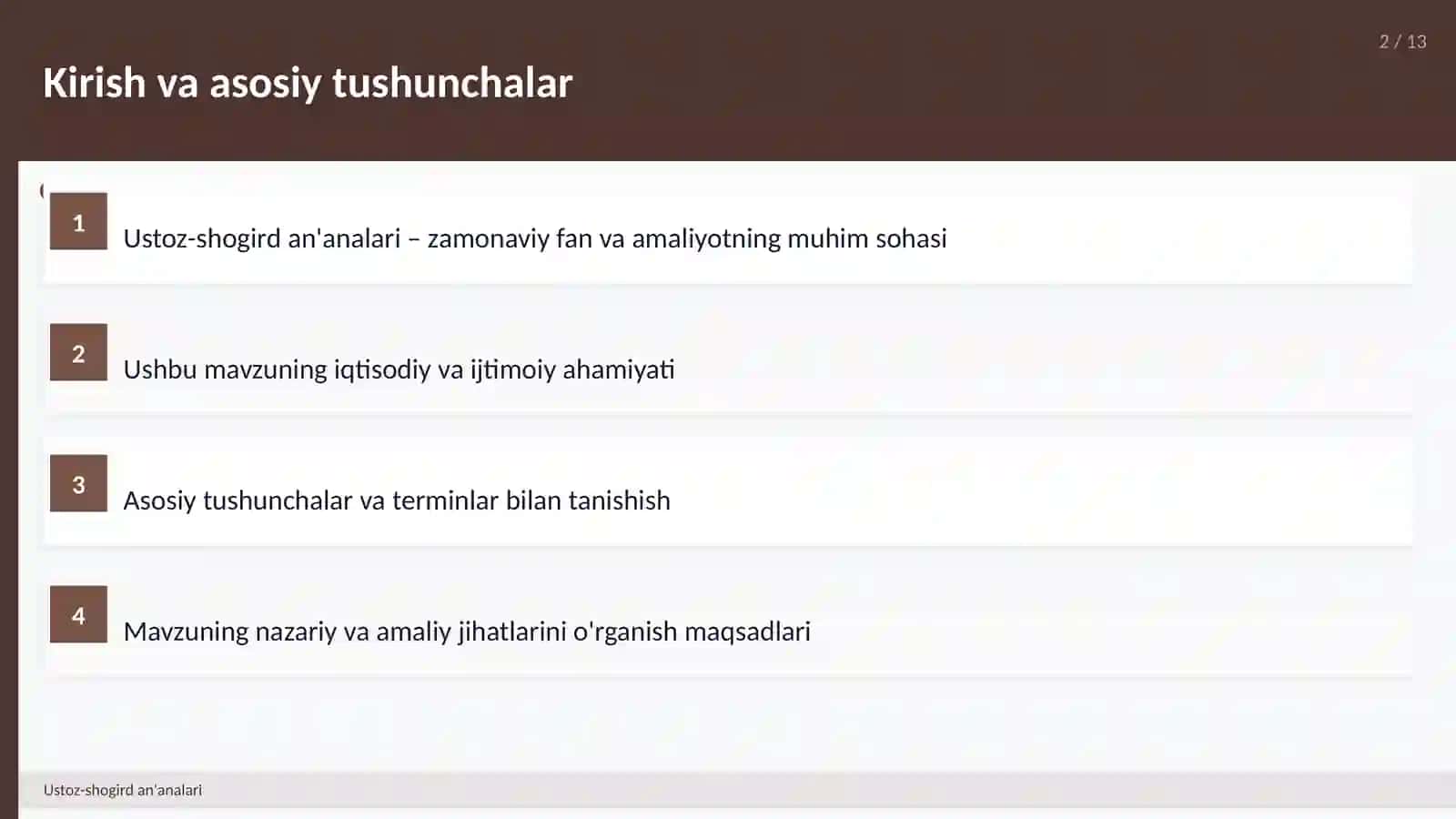 Ustoz-shogird an'analari 2