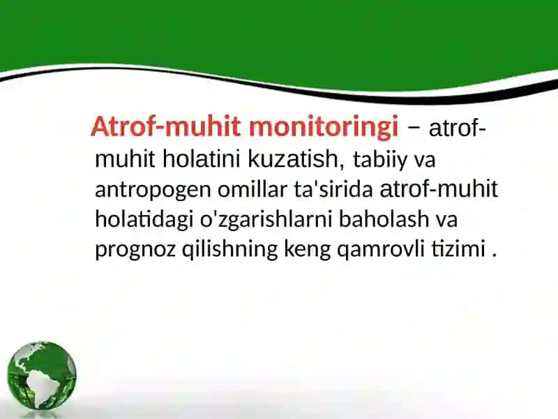 Atrof-muhit monitoringi Va geografik ekologik ekspertiza asoslari 2