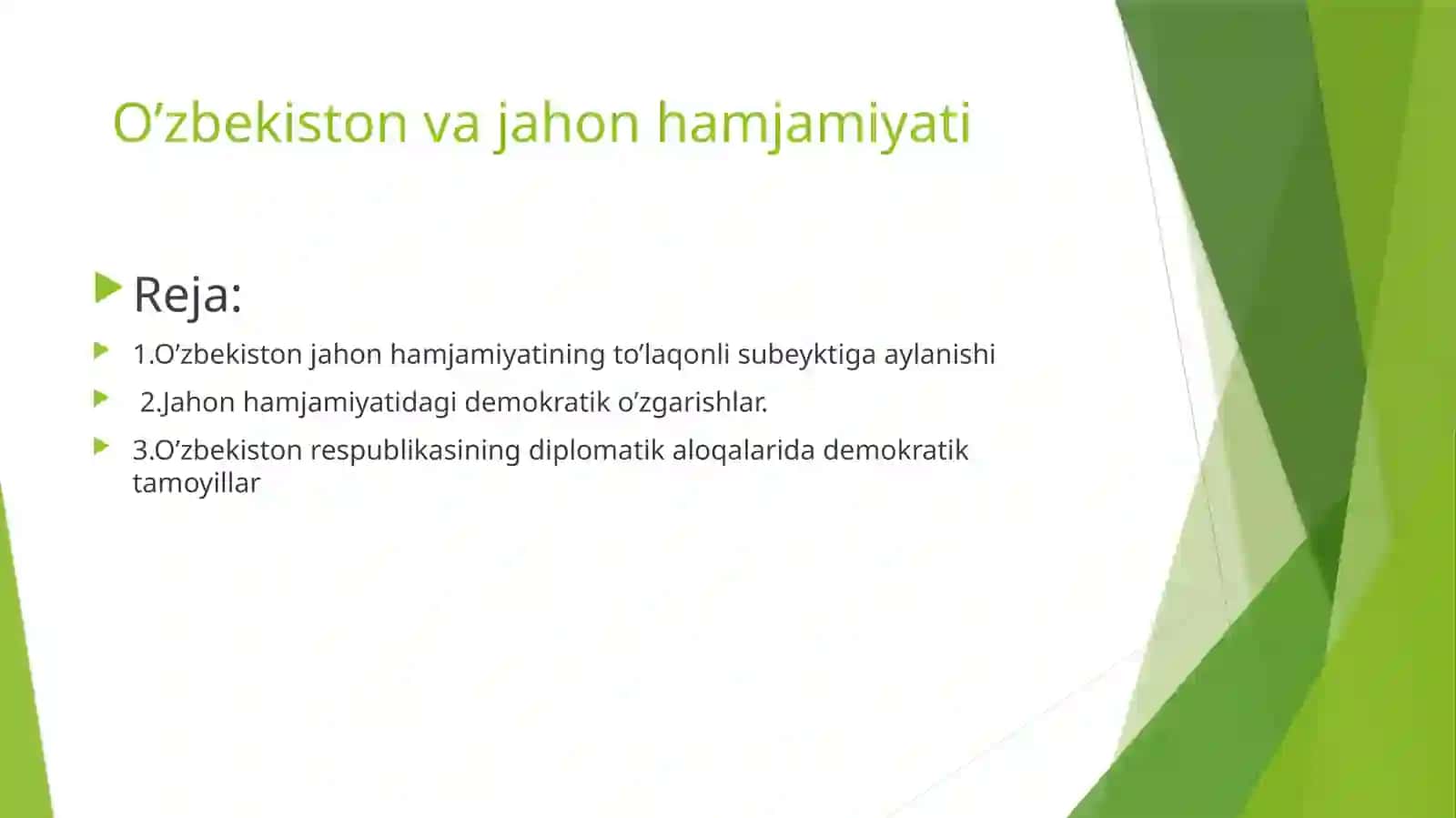 Xusanova Ro’zigulning o’zbekiston eng yangi tarixi fanidan tayyorlangan taqdimoti 2