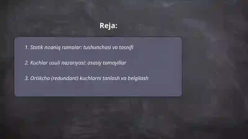 Statik noaniq ramalarni kuchlar usulida hisoblash by Bunyod Toʻrayev 2