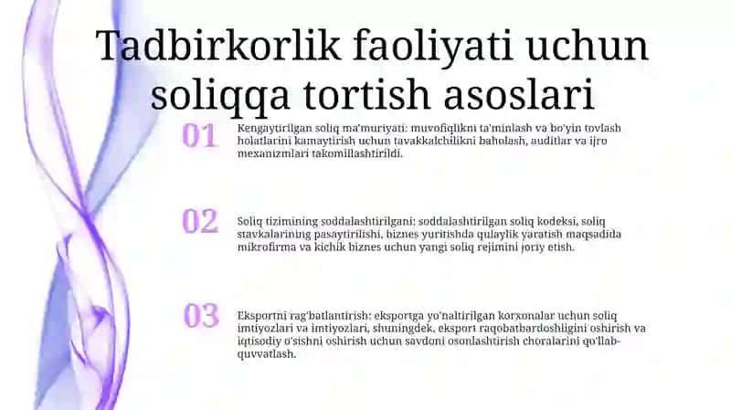 Tadbirkorlik Faoliyatini Soliqqa Tortish Va Eksport Salohiyatini Oshirish 2