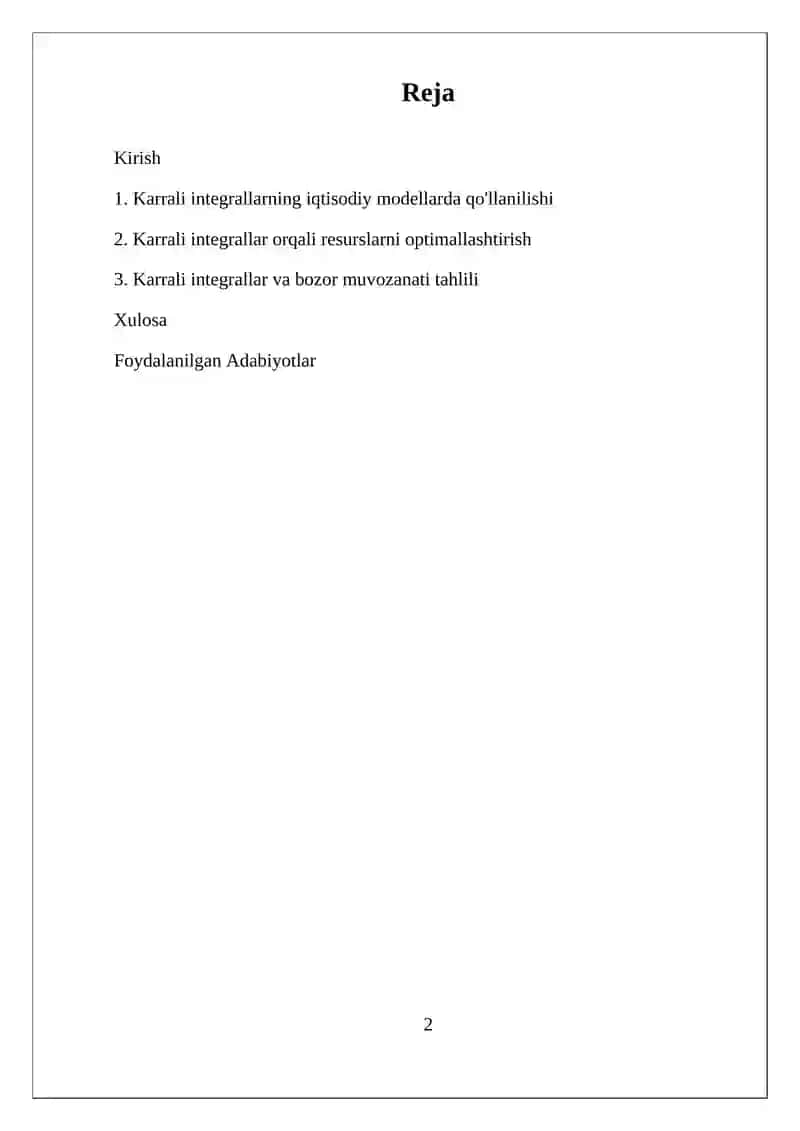 KARRALI INTEGRALLARNI IQTISODIYOTDAGI TATBIQLARI 2