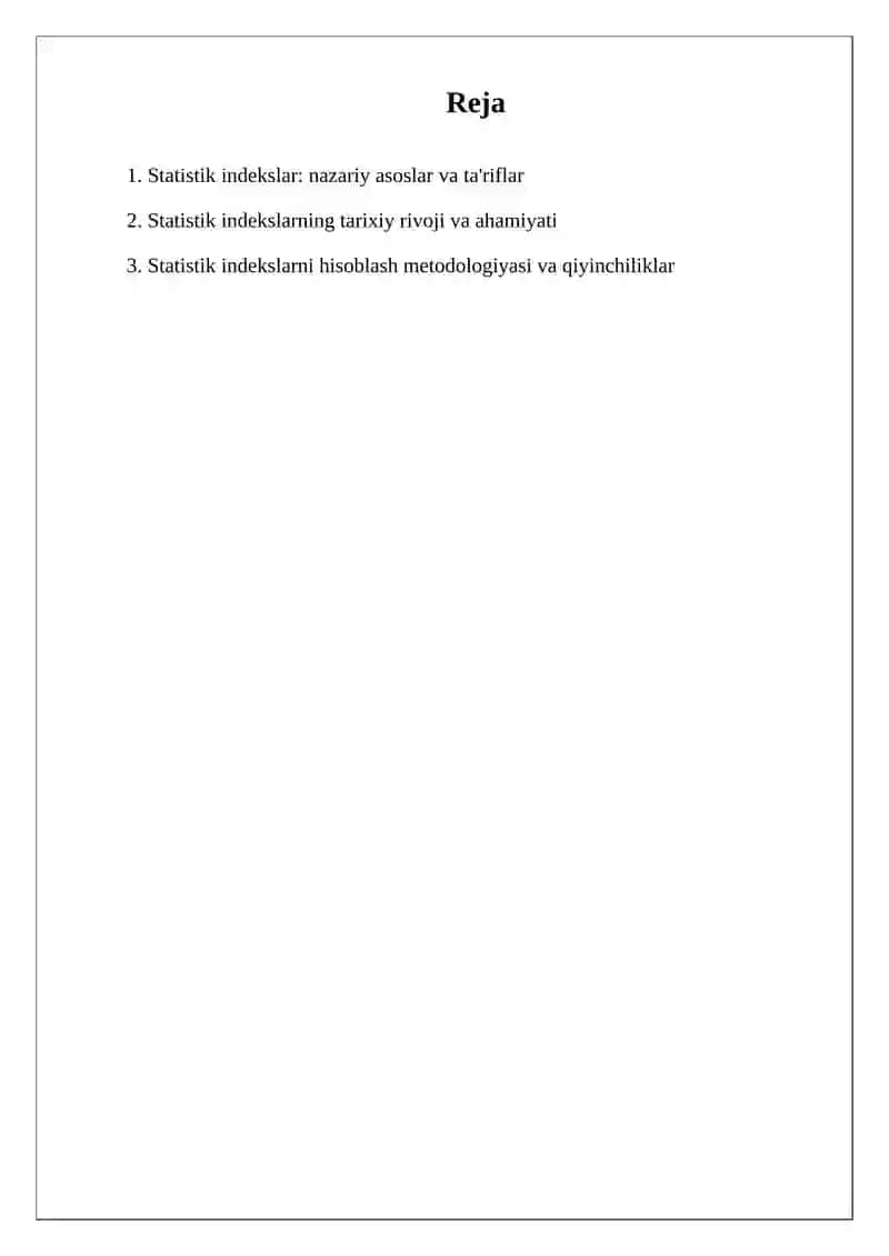 Statistik indekslar mavzusida Keys tayyorlash 2