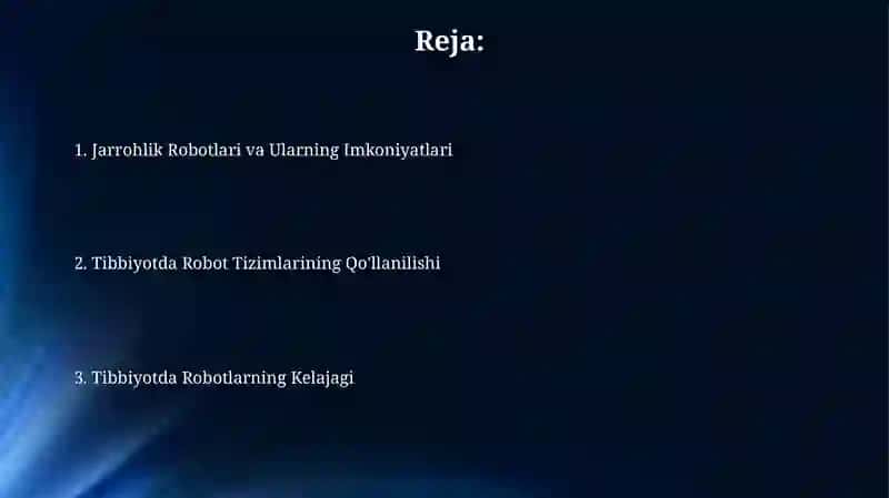 Tibbiyotda robitika tizimlari 2