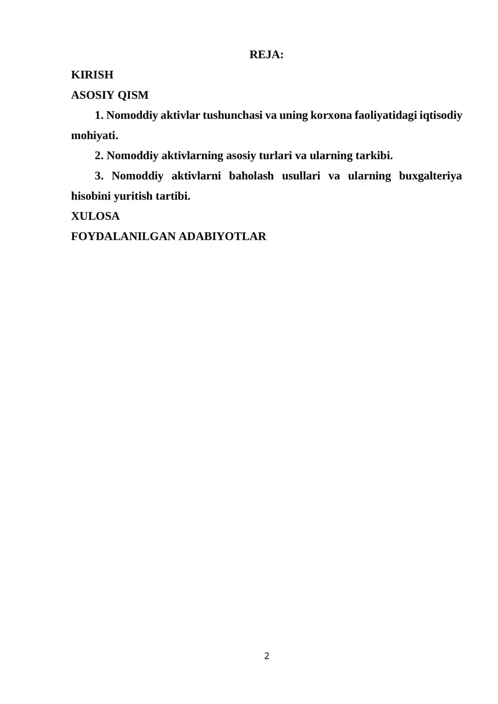 Nomoddiy aktivlar tushunchasi. Nomoddiy aktivlarning turlari 2