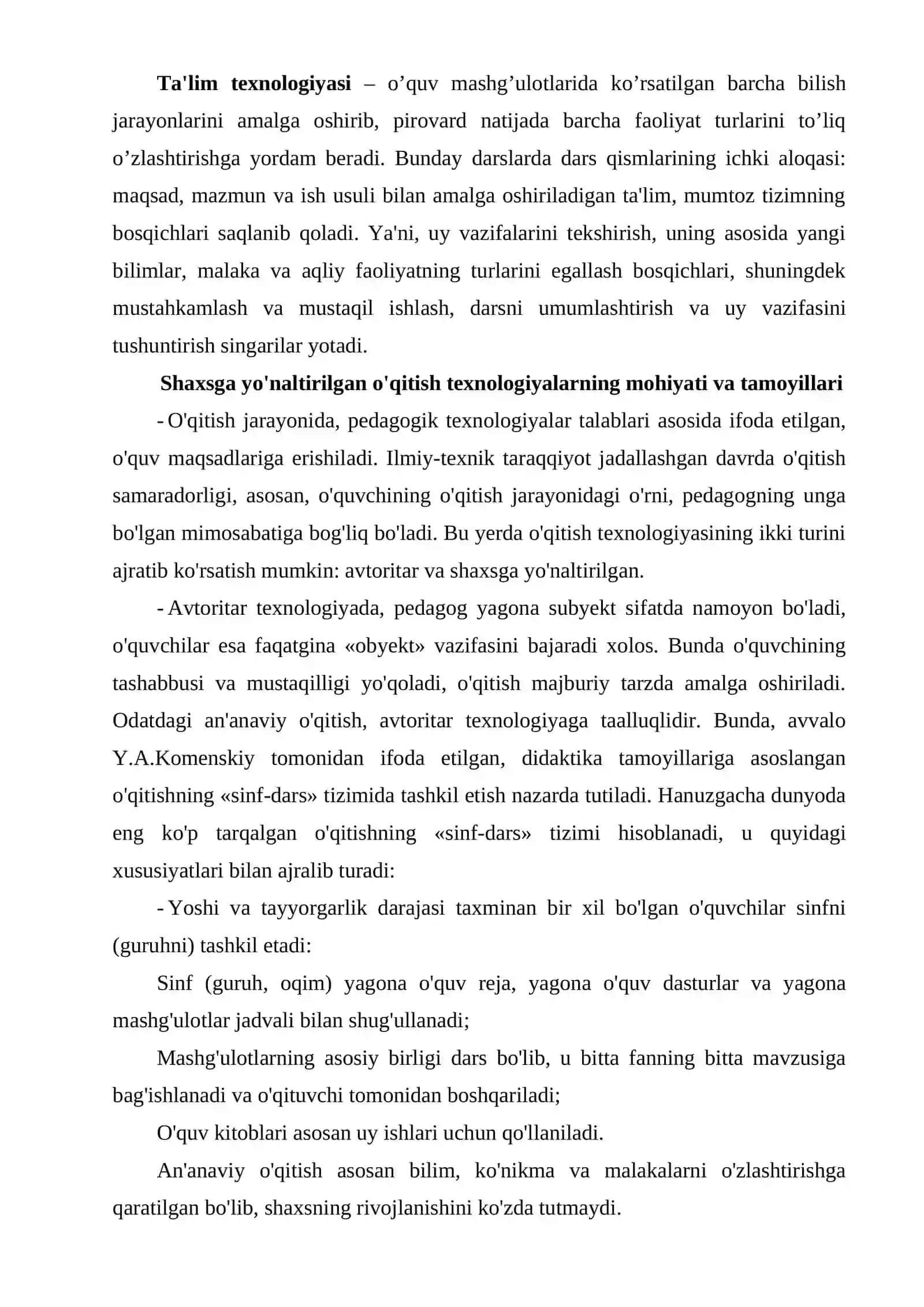 Ta’lim texnologiyalarining mohiyati va o’ziga xos jihatlari 2