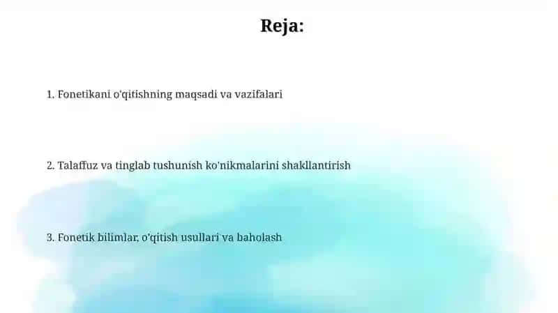 Fonetika o'qitishning maqsad va vazifalari 2