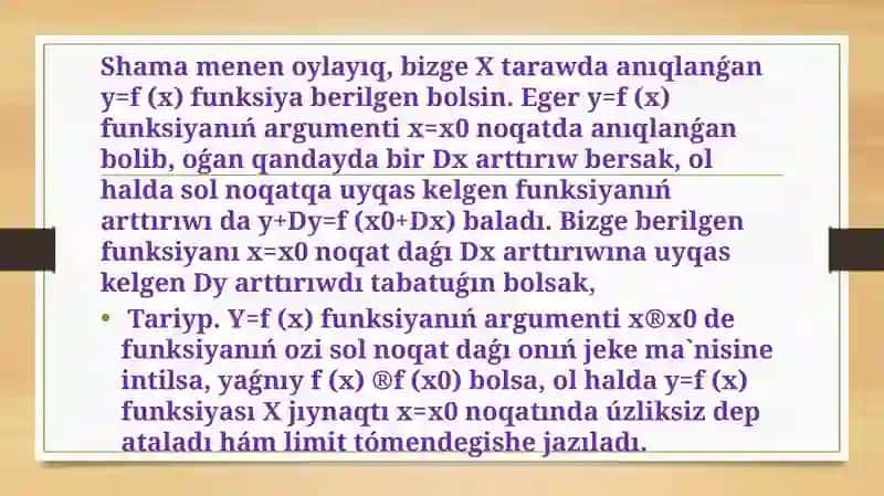 Funkciyanıň ûzliksizligi 2
