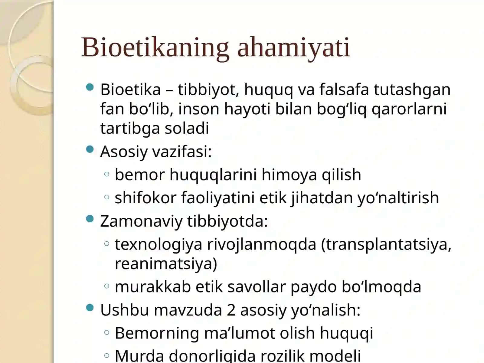 Bioetika tibbiyotida 2