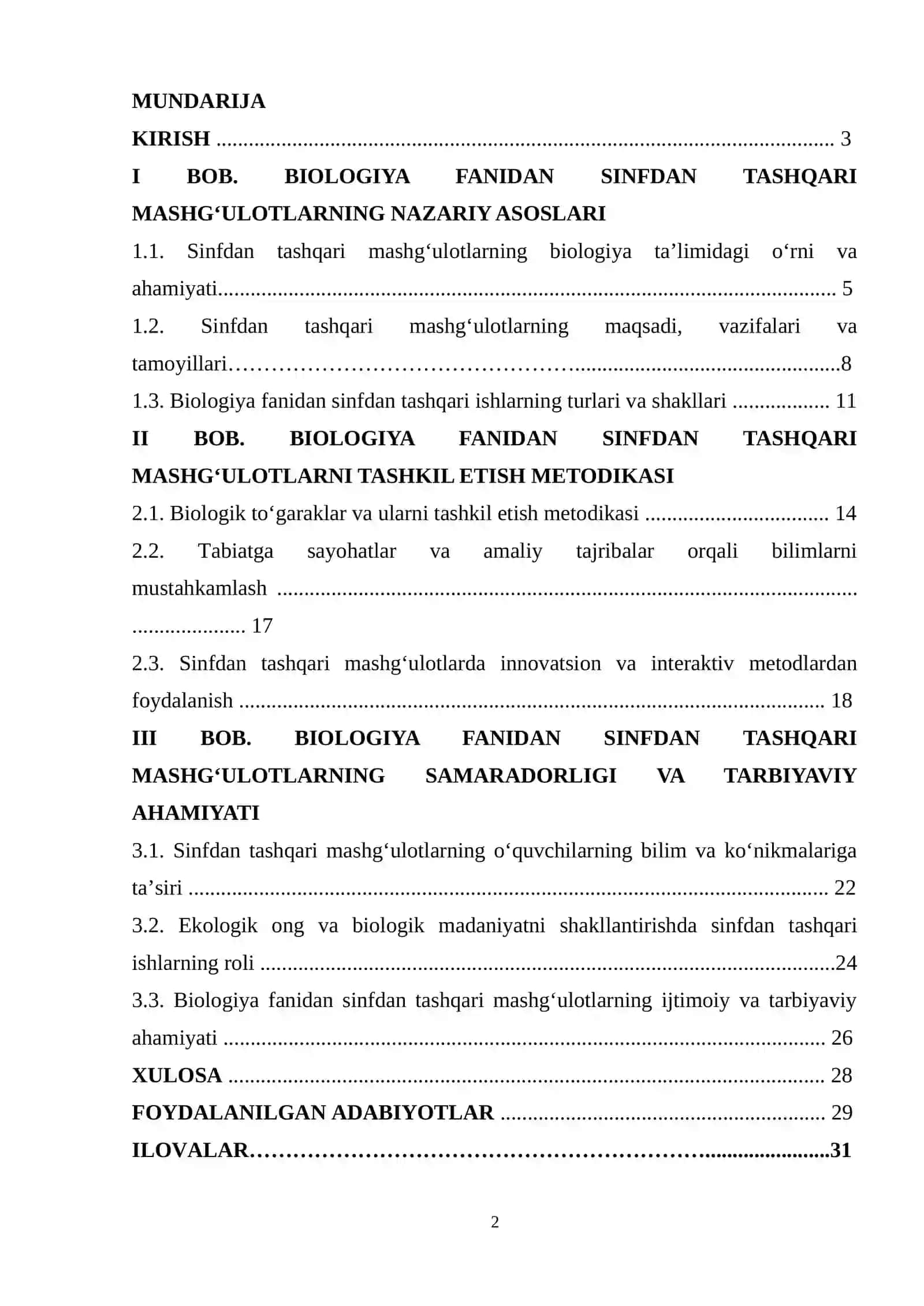BIOLOGIYA FANIDAN SINFDAN TASHQARI MASHG‘ULOTLAR 2