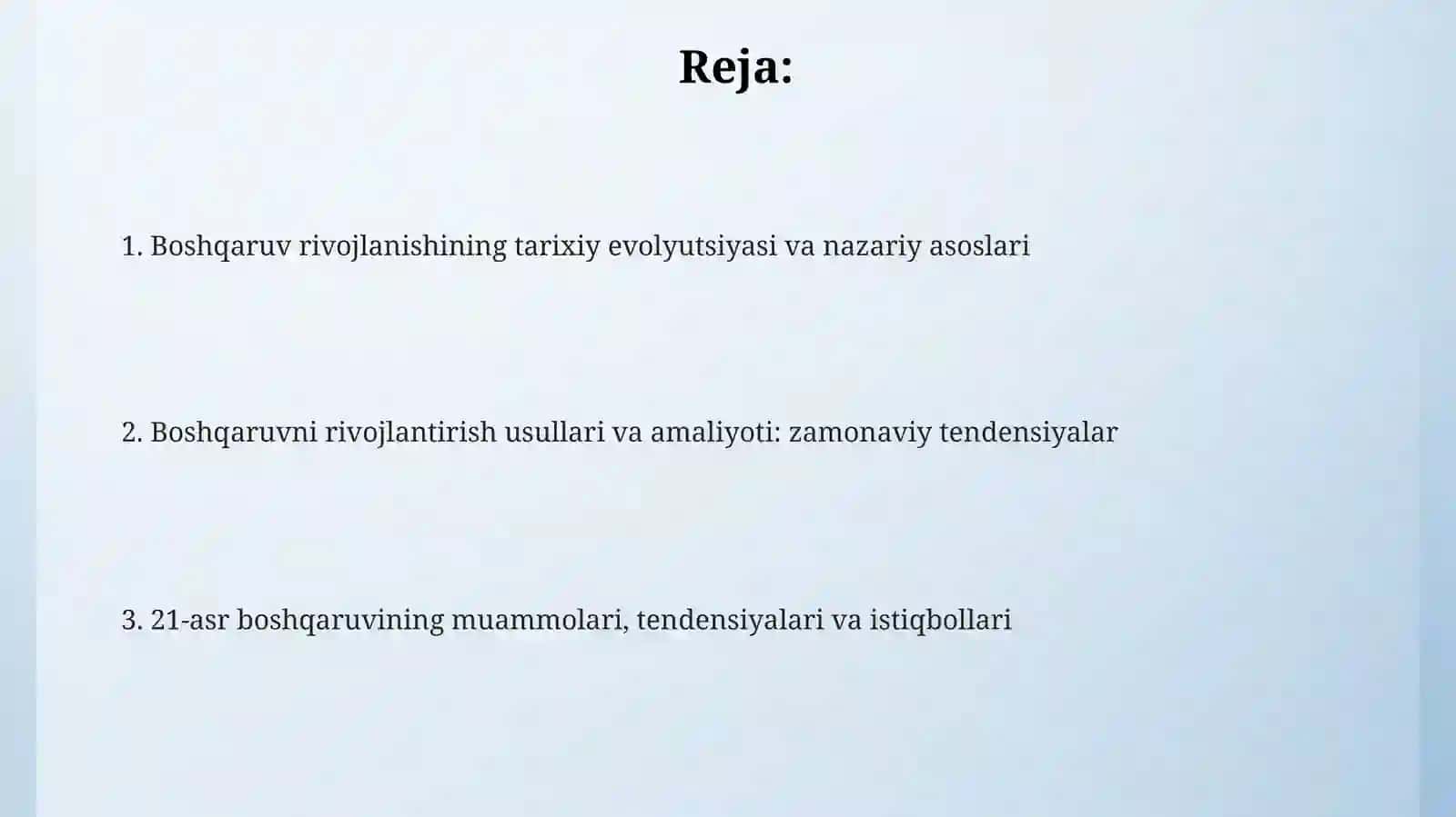 Menejmentning rivojlanishi tarixi va hozirgi holati 2