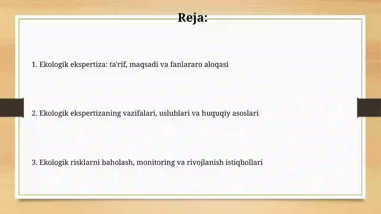 Ekologik ekspertiza fanining ekologik va biologik fanlarorasidagio'rni 2
