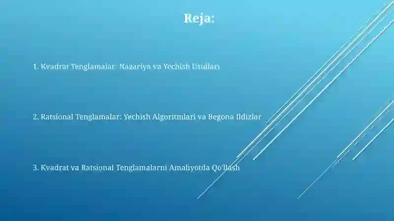 Kvadrat Tenglama va Ratsional Tenglamalar 2