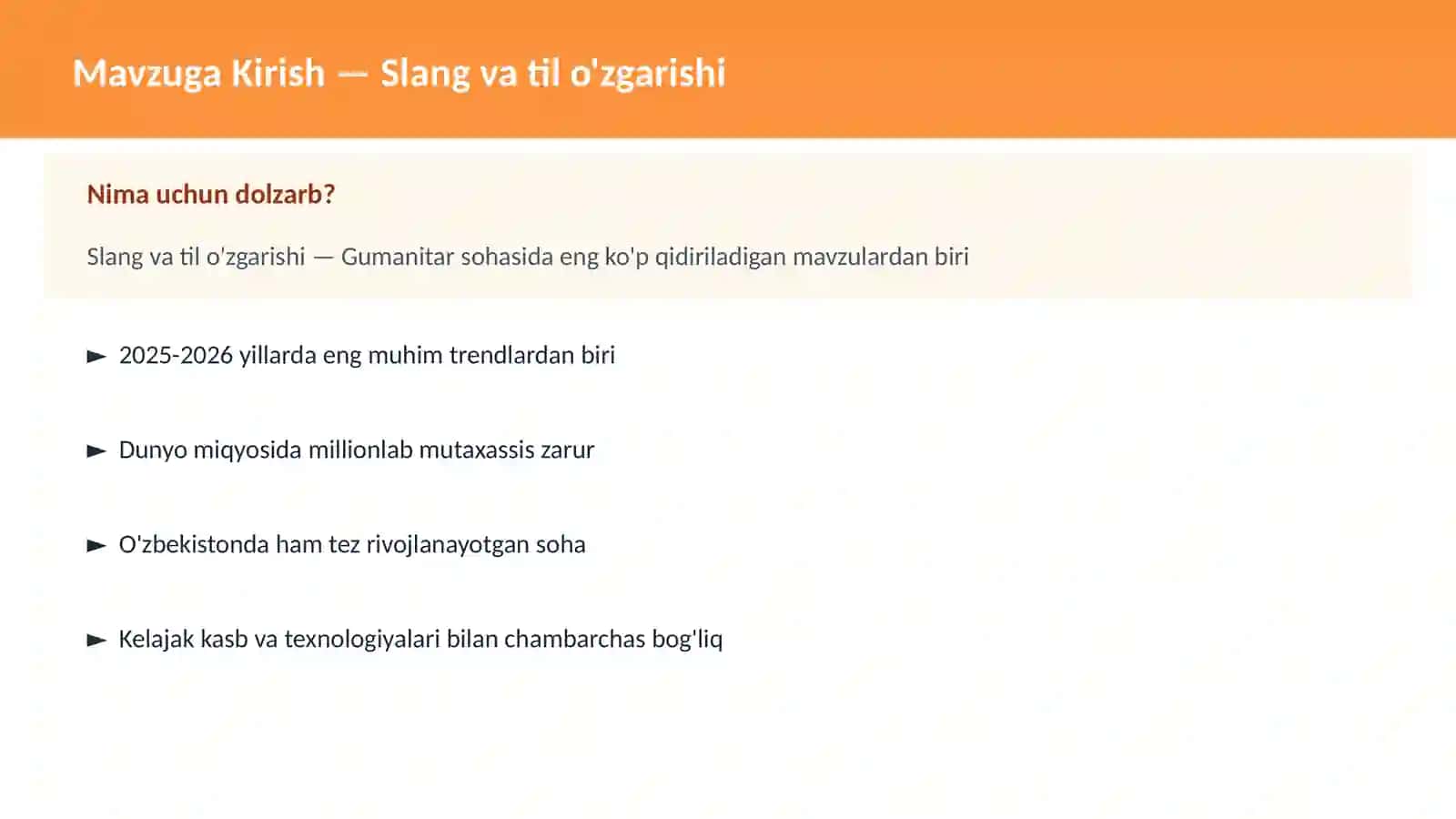 Slang va til o'zgarishi 2