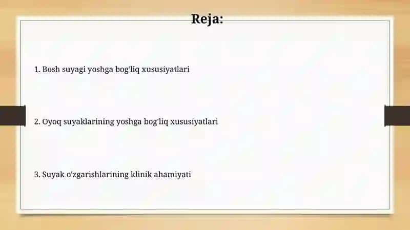 Chanoq va oyoq suyakalarining yoshganisbatan xususiyatlari 2