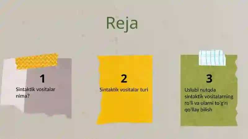 Sintaktik vositalarni uslubiy nutqda qo'llash 2