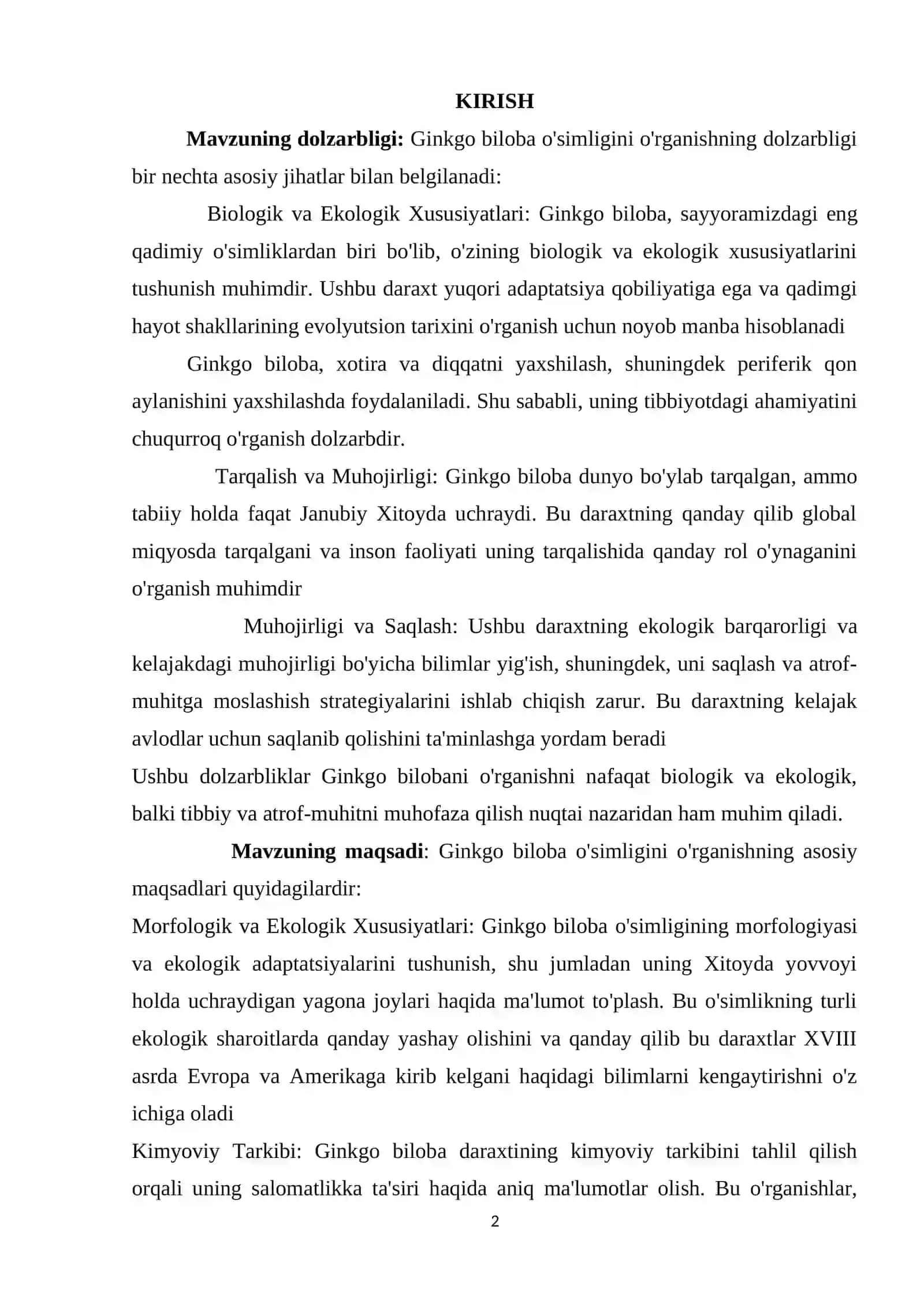 Ginko biloba o'simligi bioekologiyasi va yetishtirish texnologiyasi 2