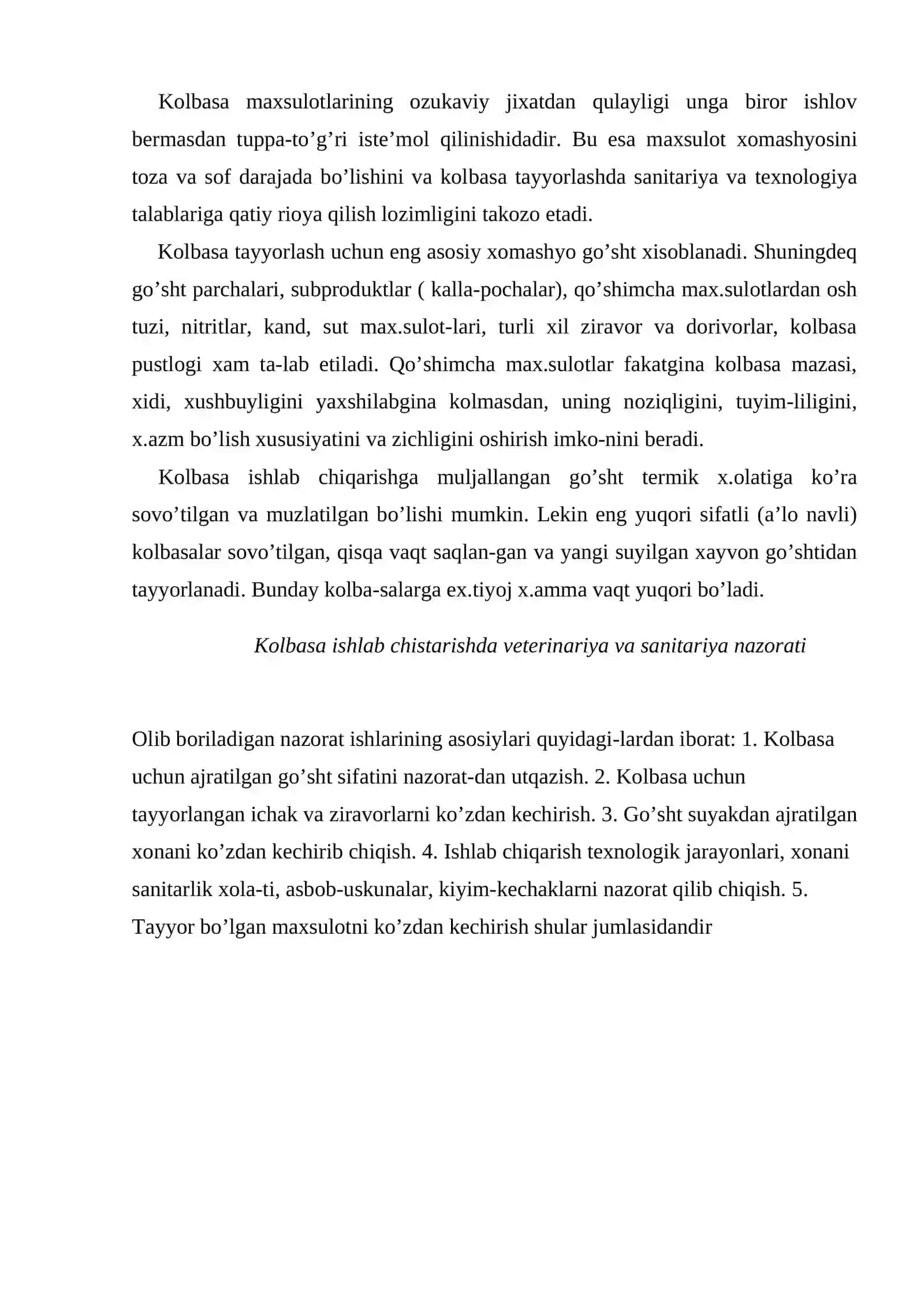 Kolbasa ishlab chistarish texnologiyasi 2