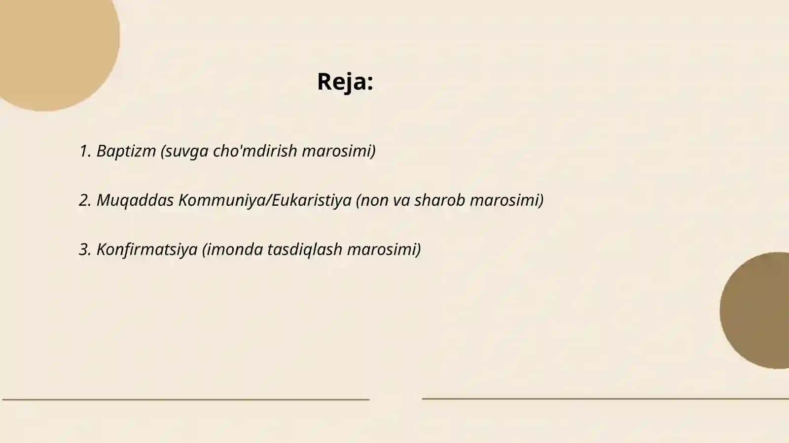Xristianliklarning diniy marosimlari 2