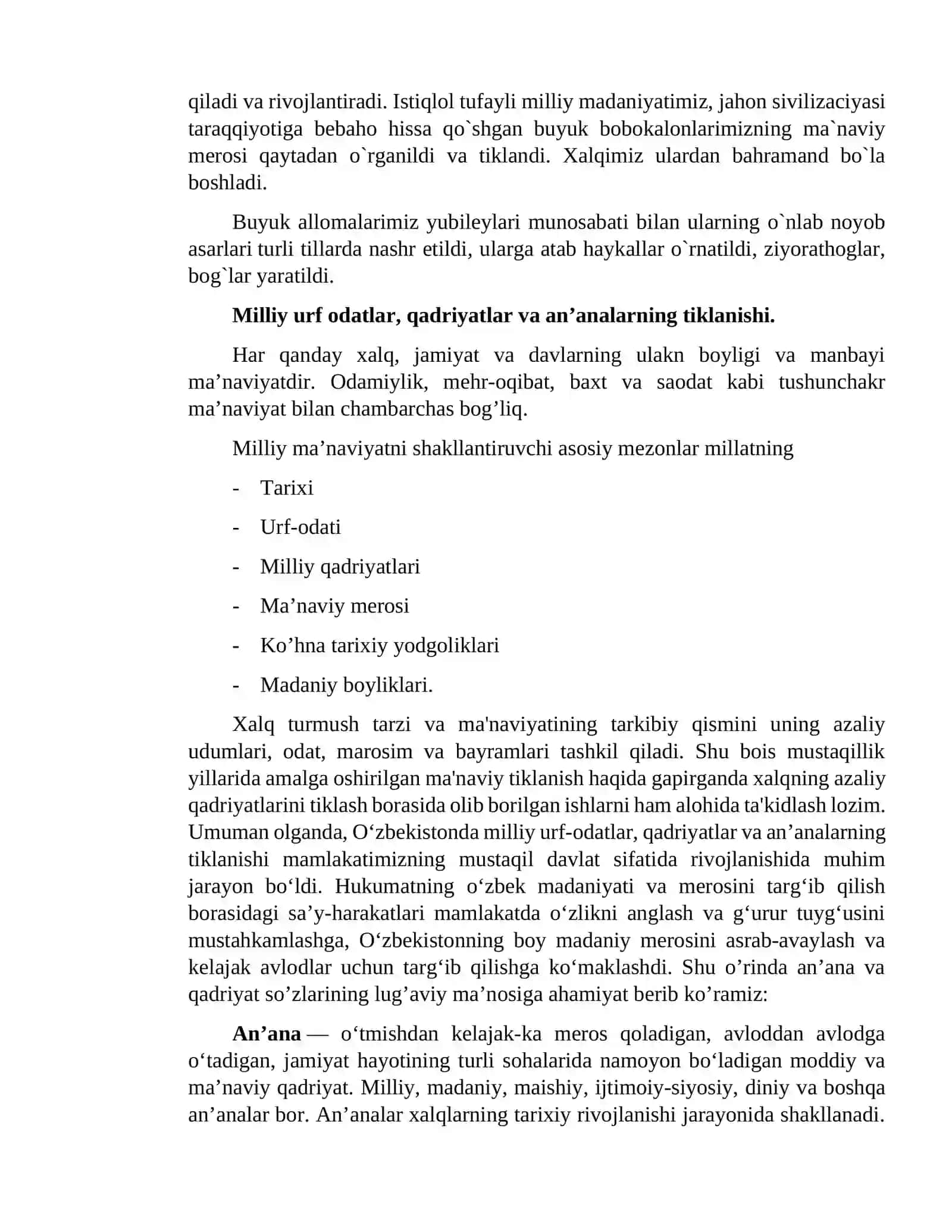 Milliy qadriyatlar va an'analar 2