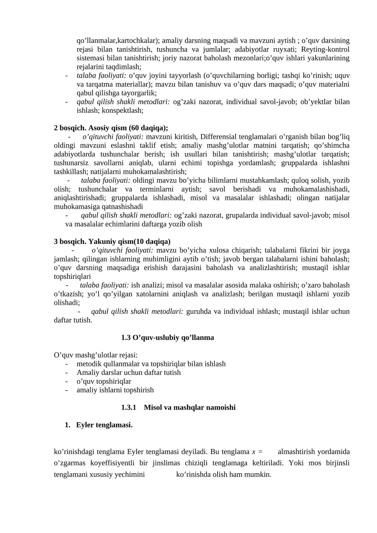 Differensial tenglamalari amaliy mashg'uloti 2