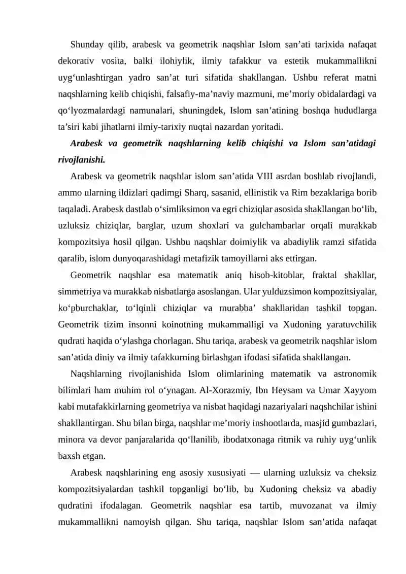 ISLOM SAN’ATIDA ARABESK VA GEOMETRIK NAQSHLAR 2