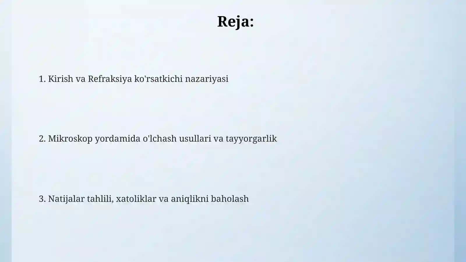 Shishaning nur sindirish koeffitsiyentini mikroskop yordamida aniqlash 2