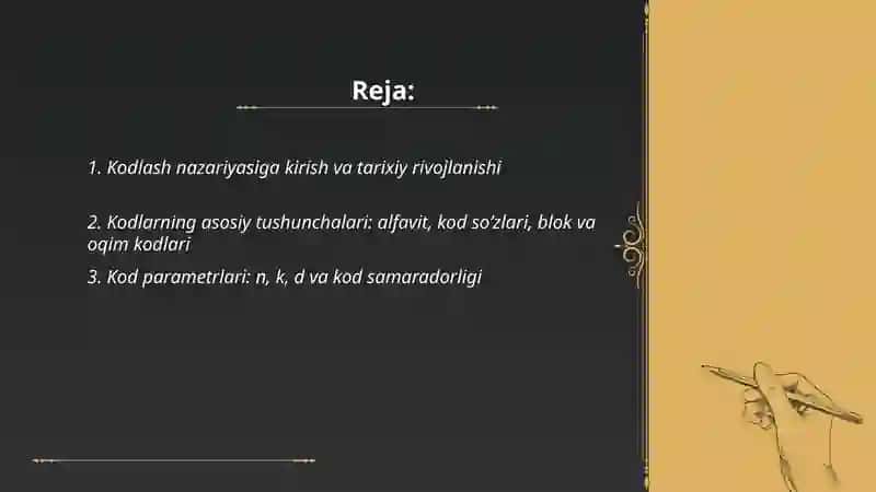 Kodlashning asosiy nazaryasi 2