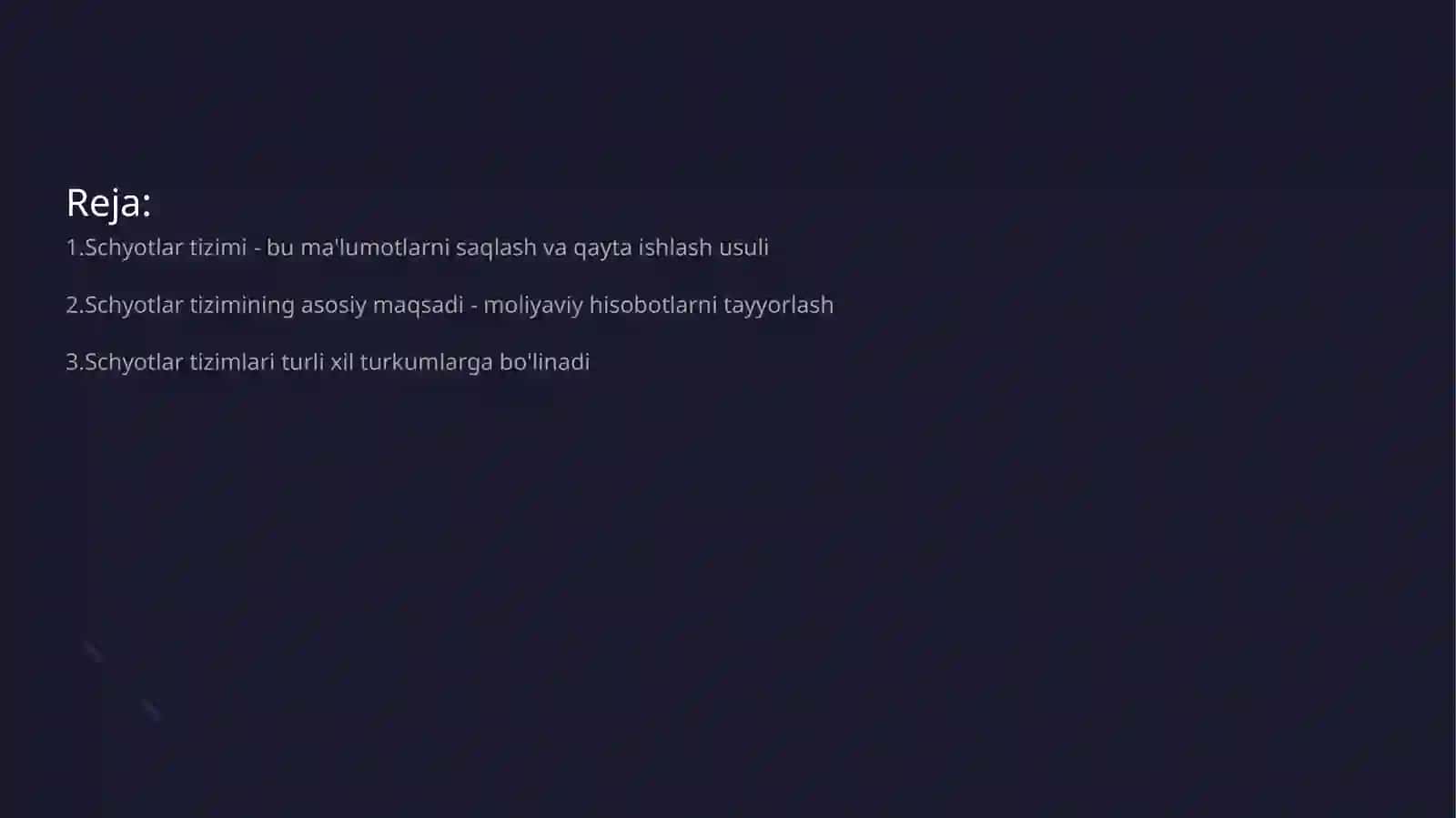 Schyotlar tizimi to'g'risida tushuncha va ularni turkumlash 2