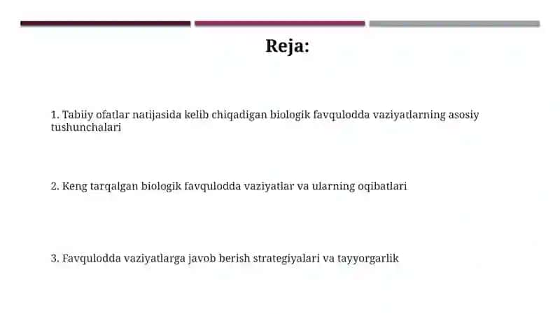 Biologik favqulodda vaziyatlarning ta'rifi va tavsifi 2
