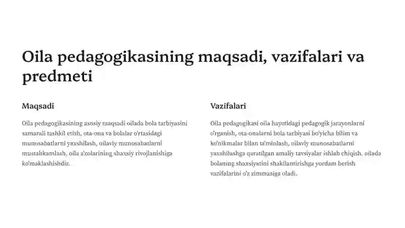 Oila pedagogikasi: umumiy nuqtai nazar 2