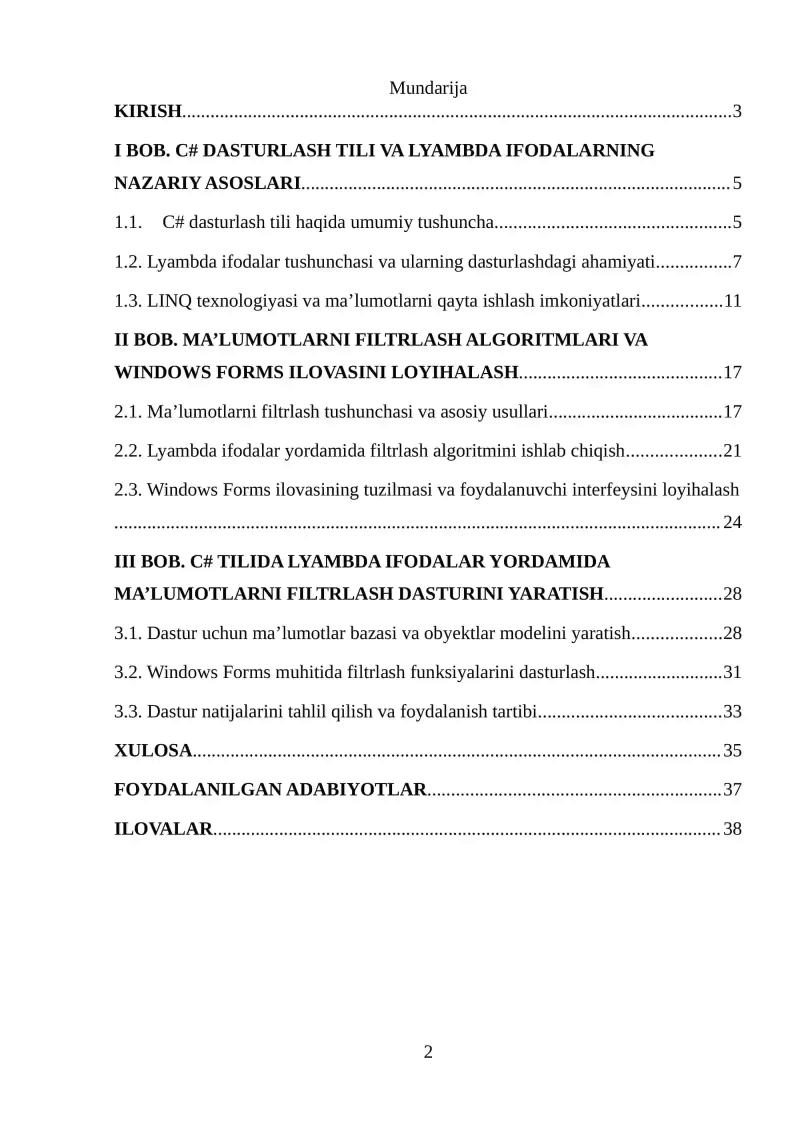 C# tilida lyambda ifodalar yordamida ma’lumotlarni filtrlash dasturi yaratish 2