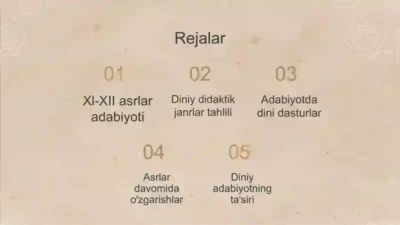 Xl-XII asrlar adabiyotida diniy-didaktik janrlar 2