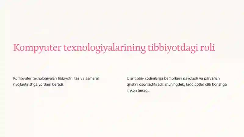 Kompyuter texnologiyalarining tibbiyotdagi roli 2