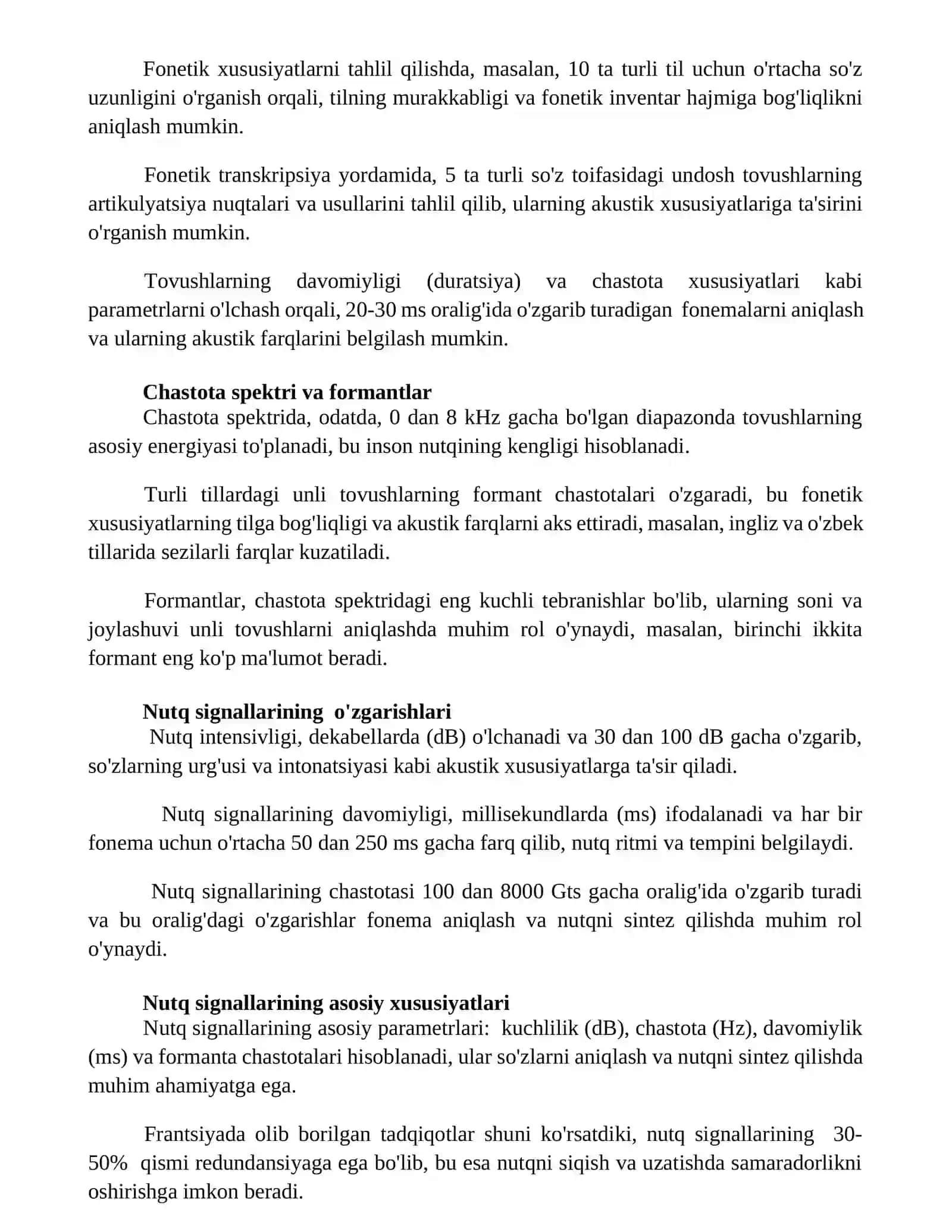 Nutq signallarining xususiyatlari: Fonetik va akustik xususiyatlarni o'rganish 2