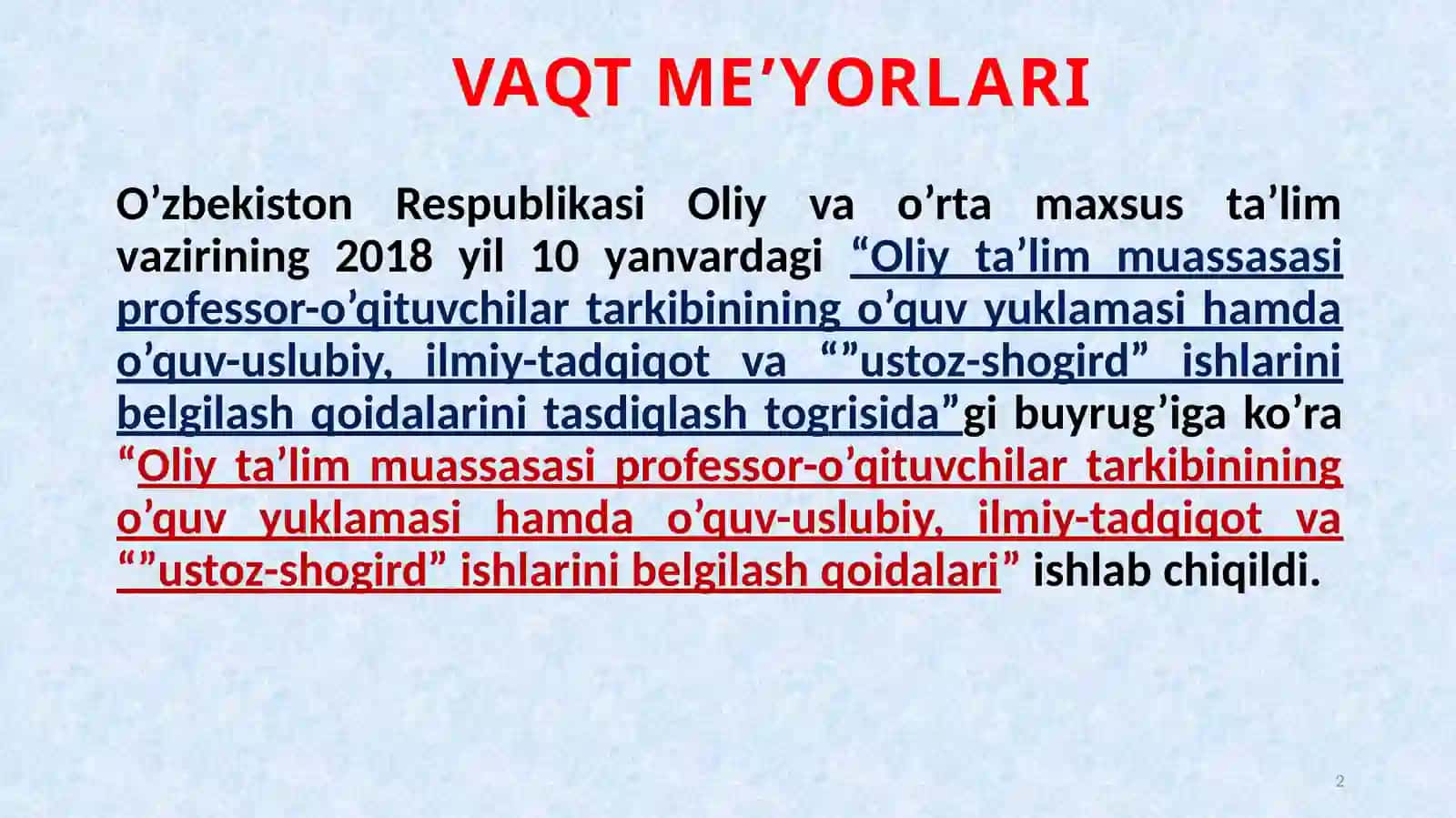 OLIY TA’LIM TIZIMIDA KREDIT-MODUL TIZIMI 2