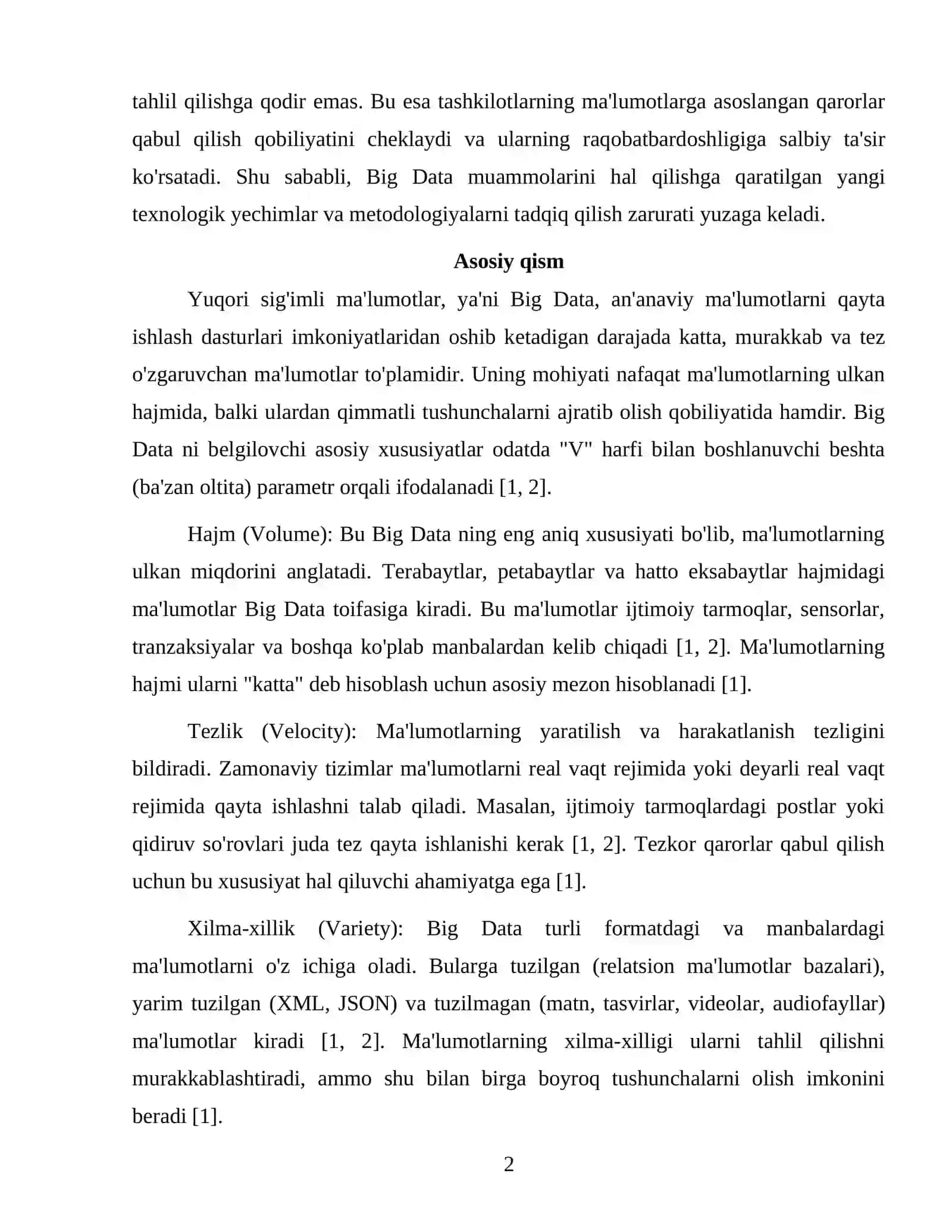 Yuqori sig'imli malumotlar (Big Data) 2