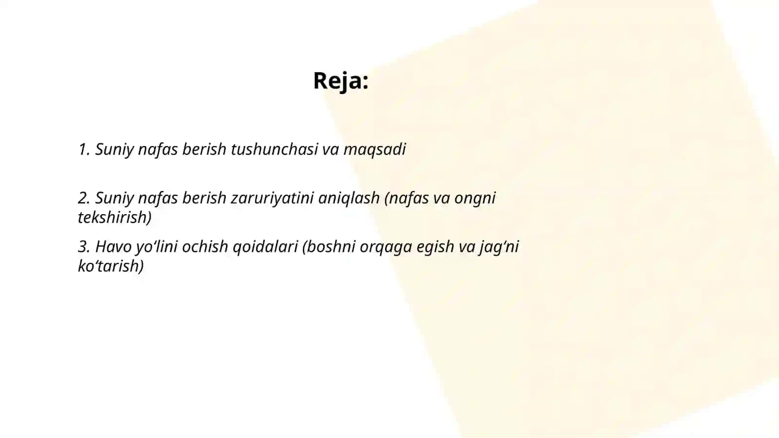 Suniy nafas berish qoidalari 2