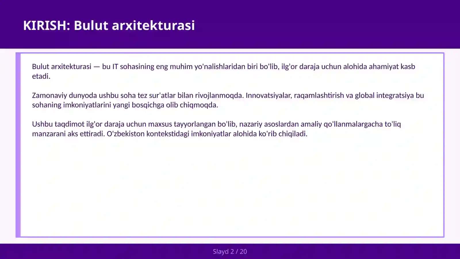 Bulut arxitekturasi 2