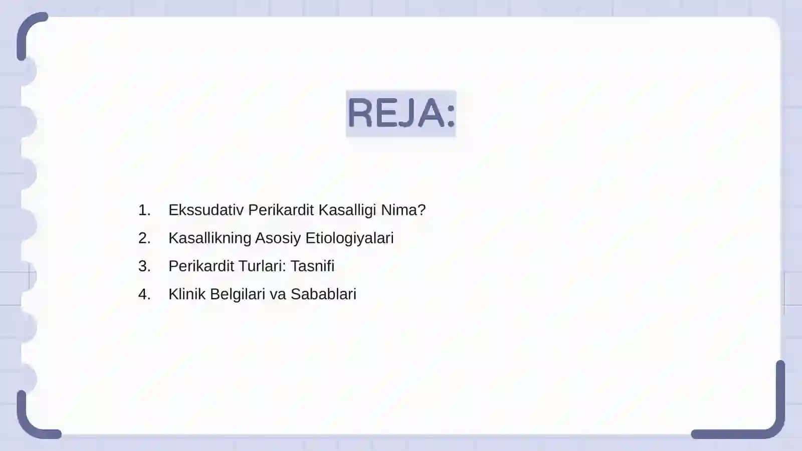 Ekssudativ perikardit kasalligi, etiologiyasi, tasnifi, diagnostika va differensial diagnostika, davolash va asorati 2