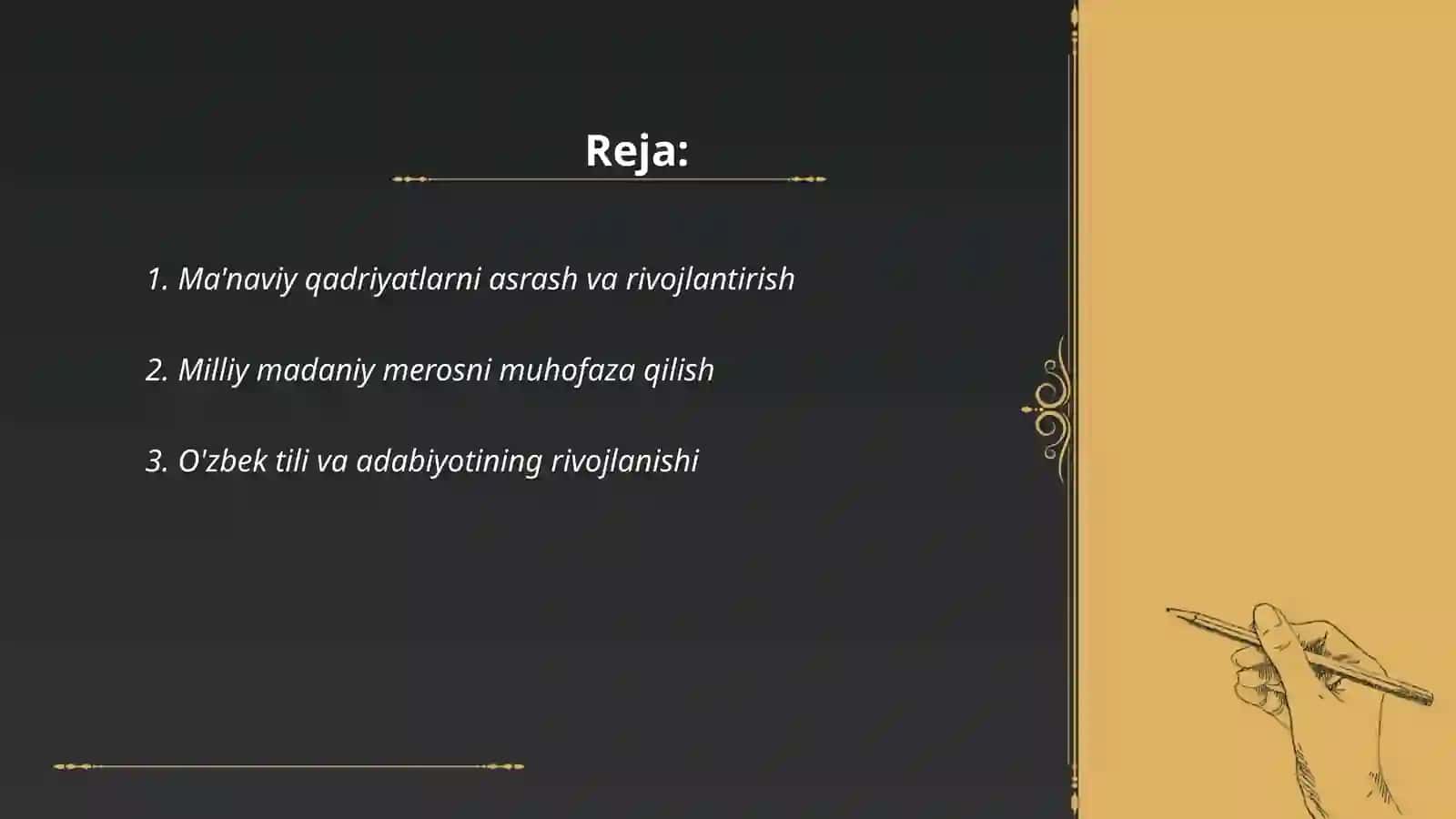 Ma'naviy qadriyatlarni asrash va rivojlantirish 2