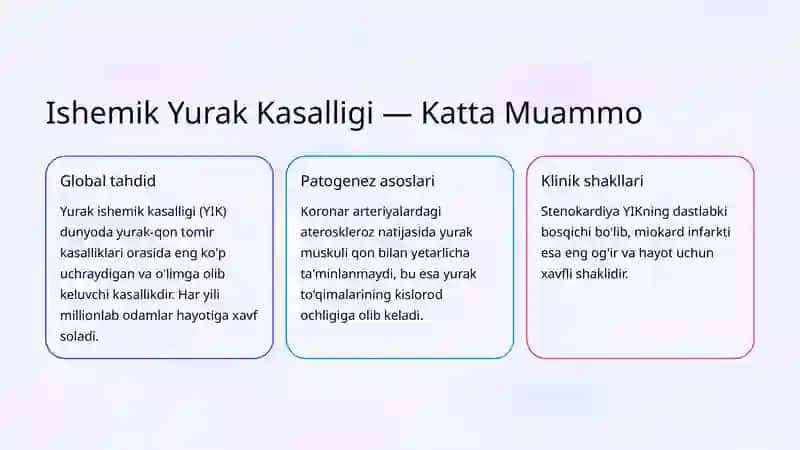 Ishemik Yurak Kasalliklari: Stenokardiya va Miokard Infarkti Propedevtikasi 2